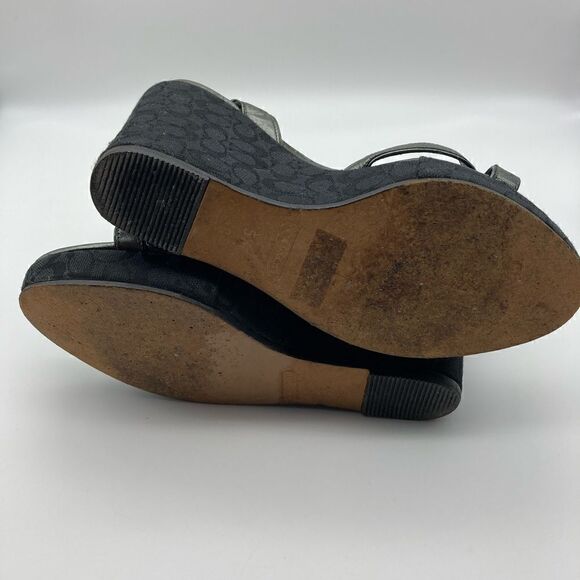 Vintage Coach Cathleen Pewter Leather Sandals Size 5,5 - Picture 13 of 13